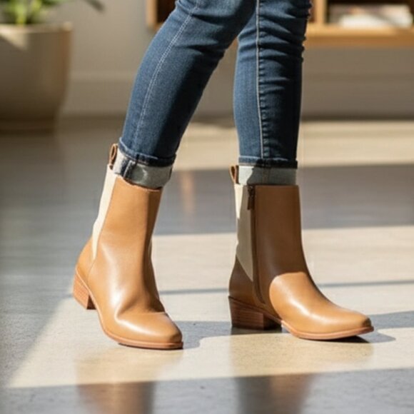 NWOT Kaanas Antares Distress Leather Ankle Bootie Nutmeg Brown - Picture 1 of 9
